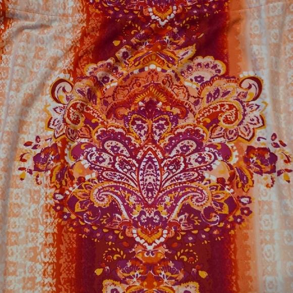 Cato Maxi Orange Pink Patterned Skirt Large - Picture 4 of 5